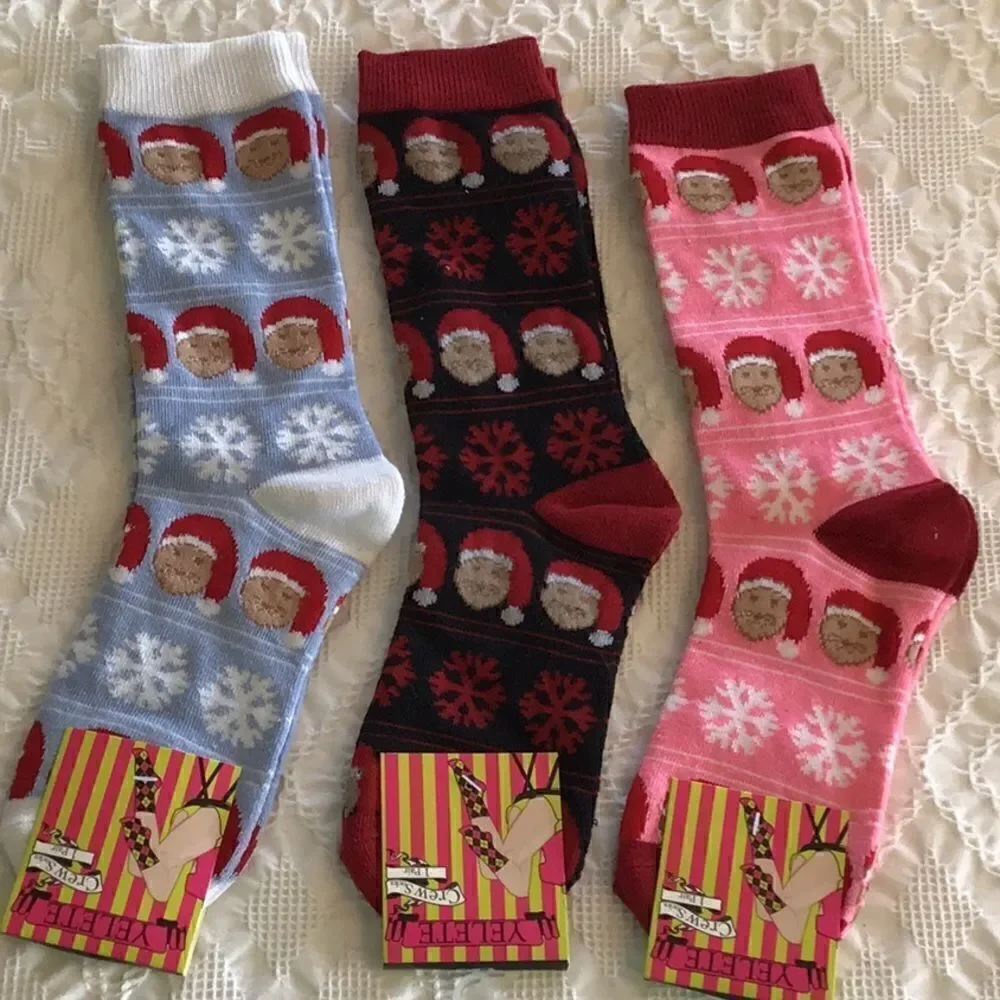Bundle of Christmas Cats Socks in red/Pink, Black/Red and Blue/White NEW